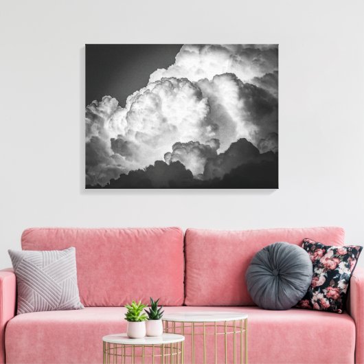 Toile Gras Clouds Fluffants Canvas Art Imprimer (Insitu(Salon))