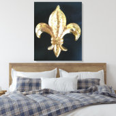 Toile Gras Or Fleur de lis imprimé en noir (Insitu(Chambre))