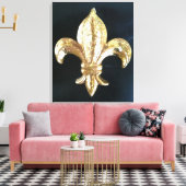 Toile Gras Or Fleur de lis imprimé en noir (Insitu(Salon))