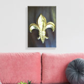 Toile Gras Or Fleur de lis imprimé en noir (Insitu(Salon))