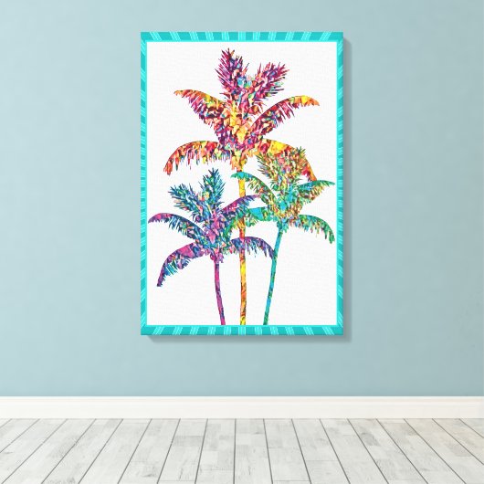 Toile Gras Pop Art Palm Trees Tropical Design (Insitu (Plancher de Bois))
