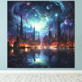 Toile Gratte-ciel Cosmologique Futuriste Metropolis (Insitu (Plancher de Bois))
