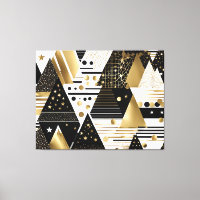 Gravure abstraite en or et en triangles noirs