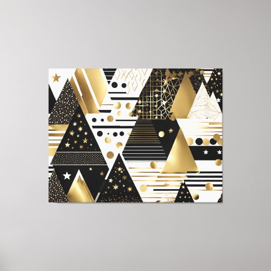 Toile Gravure abstraite en or et en triangles noirs (Recto)