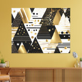 Toile Gravure abstraite en or et en triangles noirs (Insitu(Salon))