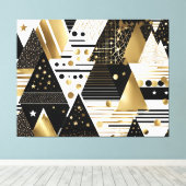Toile Gravure abstraite en or et en triangles noirs (Insitu (Plancher de Bois))