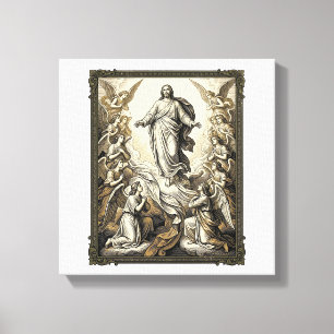 Toile Gravure d'ange d'ascension vintage Vector Art_1