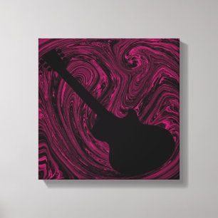 Toile Gravure de guitare Abstraite, Magenta