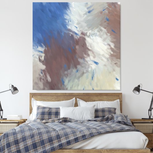 Toile Gray Blue White Abstract Brushstrokes (Insitu(Chambre))