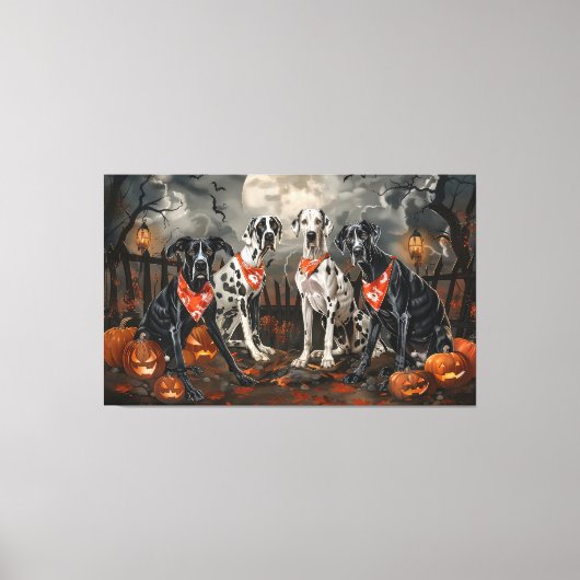 Toile Great Dane Halloween Éffrayant (Recto)
