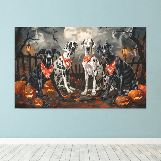 Toile Great Dane Halloween Éffrayant (Insitu (Plancher de Bois))
