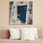 Toile Grèce Oia Santorini Bleu Porte Blanc<br><div class="desc">Grèce Oia,  Santorin Blue Door White Vacation. Cette photo a été prise dans la vie réelle en vacances en Grèce.</div>