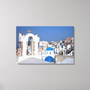 Toile Grèce, Santorin. Clocher et dômes bleus de 2