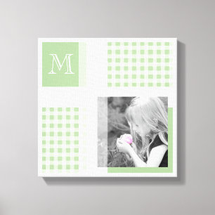 Toile Green Ajouter Votre Photo En vichy Monogramme Mode