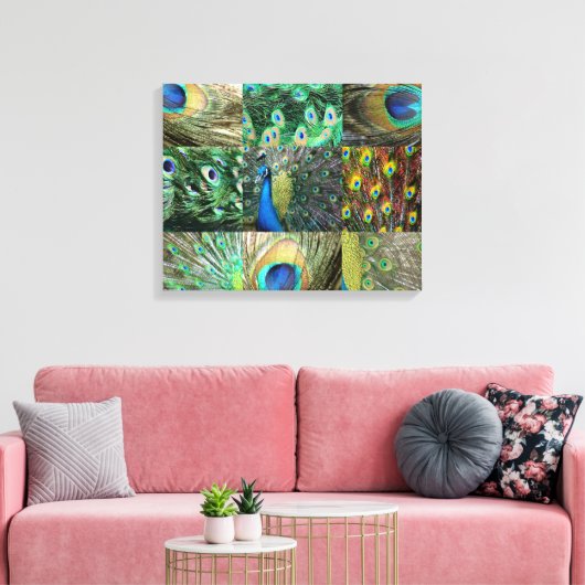 Toile Green Blue Peacock photo collage (Insitu(Salon))