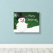 Toile Green Snowman Winter Scène Christmas Canvas Imprim (Insitu (Plancher de Bois))
