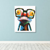 Toile Grenouille à lunettes de Hipster (Insitu (Plancher de Bois))