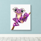 Toile Grenouille mauve avec lunettes d'oeil sur blanc (Insitu (Plancher de Bois))