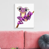 Toile Grenouille mauve avec lunettes d'oeil sur blanc (Insitu(Salon))