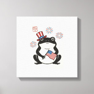Toile Grenouille patriotique gravure vintage vecteur Art
