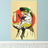 Toile Grenouille Samurai avec soleil rouge esthétique (Insitu (Plancher de Bois))