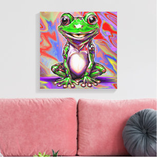 Toile Grenouille tourbillonnante graffiti psychédélique