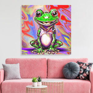 Toile Grenouille tourbillonnante graffiti psychédélique