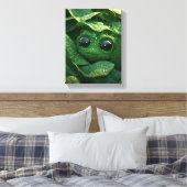 Toile Grenouille verte mignonne cachée dans des feuilles (Insitu(Chambre))