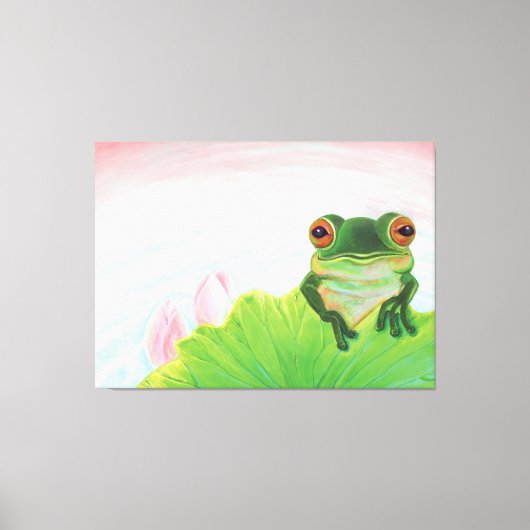 Toile Grenouille verte Se détendre dans l'étang (Recto)