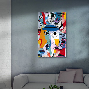 Toile Gribouillis Cubistes Rétro Cartoon 01
