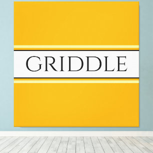 Toile GRIDDLE Bright Golden Yellow White Strips Texte