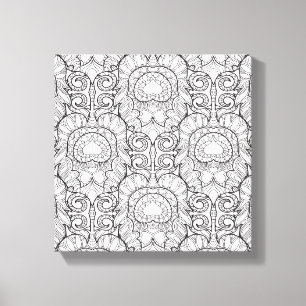 Toile Griffonnage 6 de motif de plume de paon