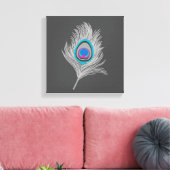 Toile Gris argenté / Gris Peacock plumes sur Graphite (Insitu(Salon))