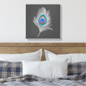 Toile Gris argenté / Gris Peacock plumes sur Graphite (Insitu(Chambre))