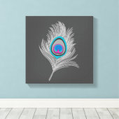 Toile Gris argenté / Gris Peacock plumes sur Graphite (Insitu (Plancher de Bois))