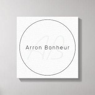 Toile Gris et noir modernes Nom et monogramme du Cool
