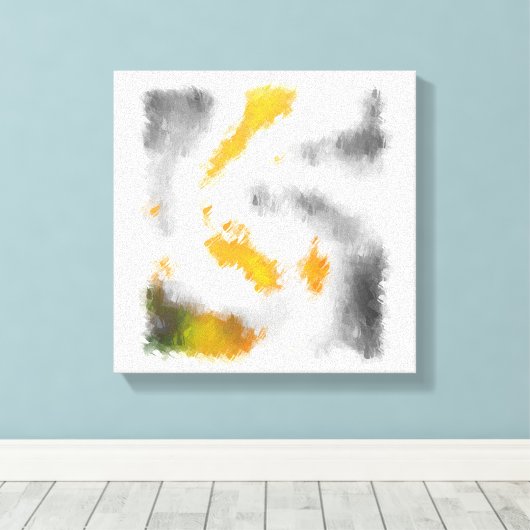 Toile Gris jaune orange vert noir blanc abstrait (Insitu (Plancher de Bois))