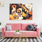 Toile Gris - Plat de guitare et de fruits sur une table (Insitu(Salon))