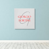 Toile Gris Rouge Monogramme Initiales Moderne (Insitu (Plancher de Bois))