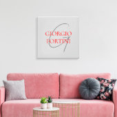 Toile Gris Rouge Monogramme Initiales Moderne (Insitu(Salon))