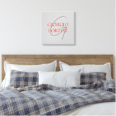 Toile Gris Rouge Monogramme Initiales Moderne (Insitu(Chambre))