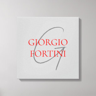 Toile Gris Rouge Monogramme Initiales Moderne