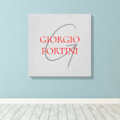 Toile Gris Rouge Votre nom Monogramme initial Moderne (Insitu (Plancher de Bois))