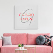 Toile Gris Rouge Votre nom Monogramme initial Moderne (Insitu(Salon))