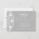 Toile gris rustique + mariage blanc dentelle RSVP (Devant)
