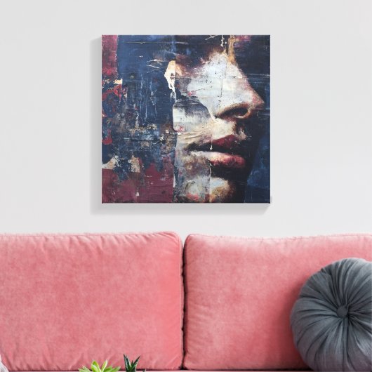 Toile Gritty Distressed Portrait Canvas print (Insitu(Salon))