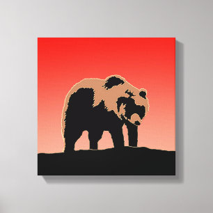 Toile Grizzly Bear au coucher du soleil - Art original d