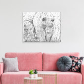 Toile Grizzly Bear & Cub Gray scale abstract coloring  (Insitu(Salon))