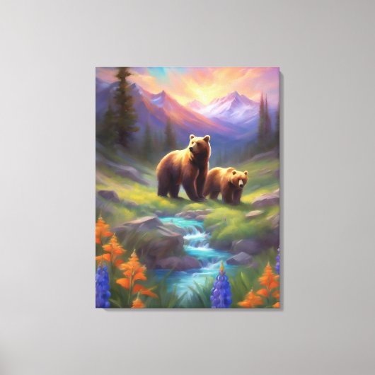 Toile Grizzly Oear Peinture des prairies de printemps de (Recto)