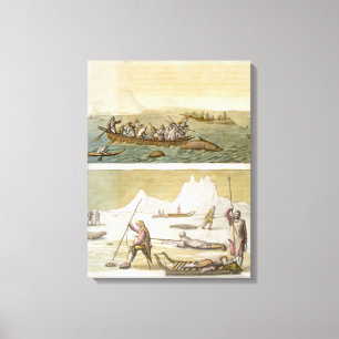 Toile Groenland : Pêche à la baleine et chasse au phoque